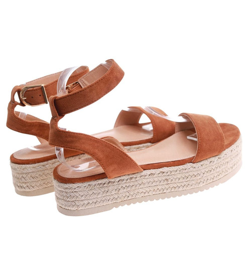 Brązowe damskie sandały na platformie /B4-1 17688 G145/