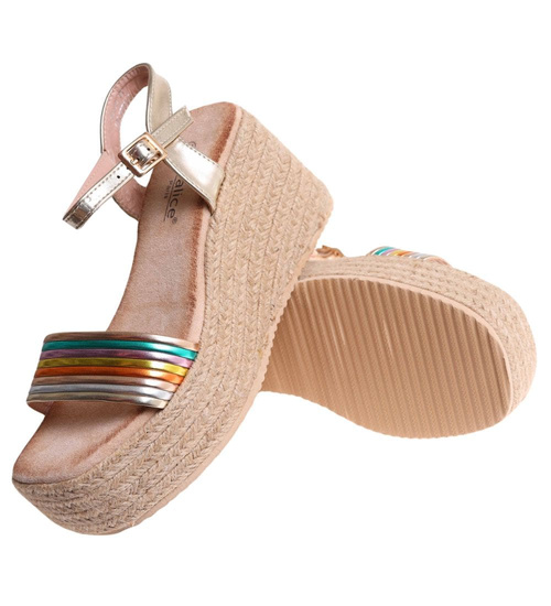 Sandały damskie na koturnie i platformie Kolorowe espadryle /A6-1 17870 G187/
