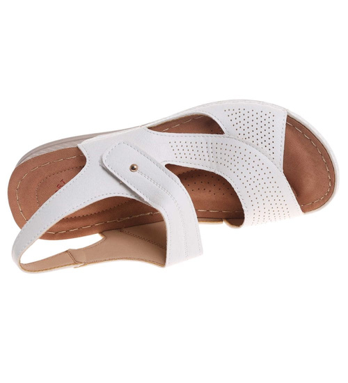 Sandały damskie białe klasyczne /G4-2 17921 W331/