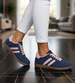 Granatowe sznurowane sneakersy damskie /G12-3 18714 T446/