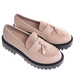 Beżowe półbuty mokasyny z przywieszką /i4-3 18623 W147/