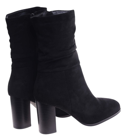 Czarne eleganckie botki na obcasie /C5-1 18410 W482/