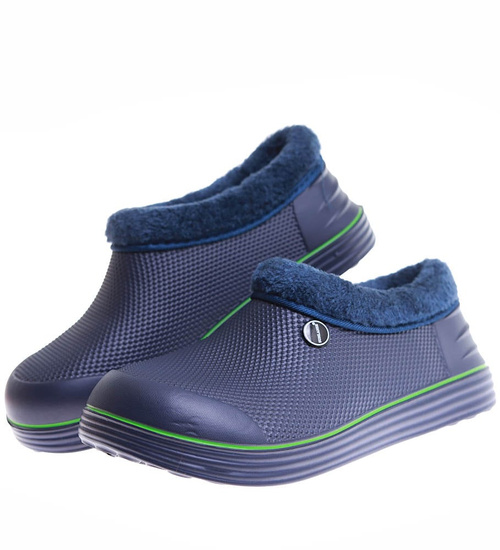 Granatowe krótkie kalosze piankowe z futerkiem /E9-1 17072  T291/