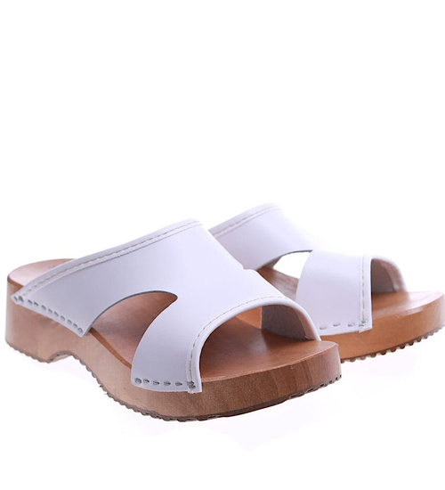 Drewniaki chodaki trepy klapki Białe /F8-1 Ae638 S338/