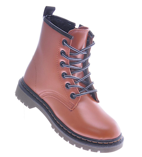 Ocieplane botki dziecięce trapery brązowe /E1-2 12532 T311/