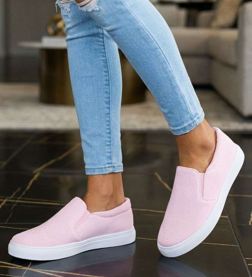 Wsuwane pastelowe trampki damskie slip on Różowe /G8-2 13607 T171/