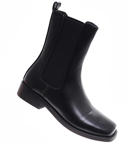 Wysokie czarne botki sztyblety z ociepleniem /F3-2 16927 S232/