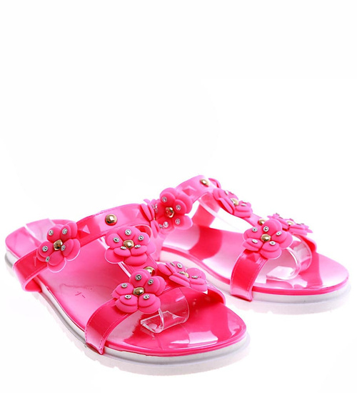 Wodoodporne basenowo plażowe klapki damskie Fuksja /C5-1 16299 S085/