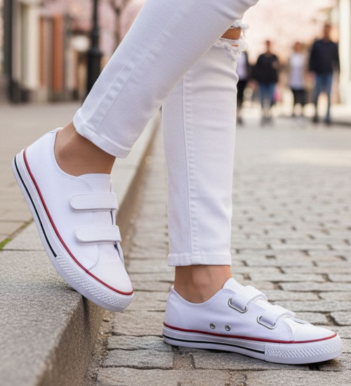 Białe tenisówki dla dziewczynki na rzepy /E7-2 18636 T286/