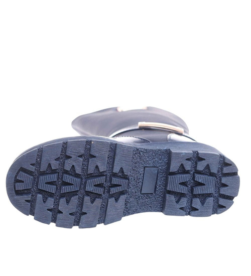 Granatowe dziewczęce kozaki z futerkiem /G6-1 18314 T255/