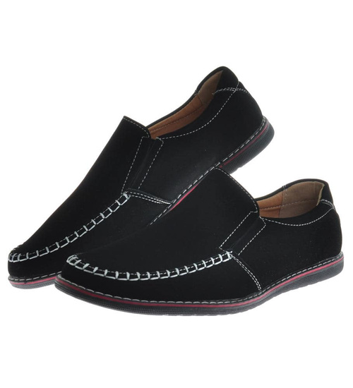 Półbuty męskie mokasyny Czarne /C1-2 10262 S494/