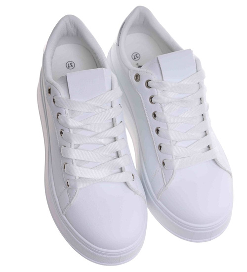 Białe damskie trampki na platformie /A10-2 18093 T288/