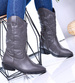 Damskie szare kowbojki ocieplane na niskim obcasie /B6-3 15314 S296/