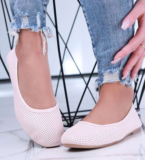 Ażurowe różowe baleriny /G12-3 15650 T191/