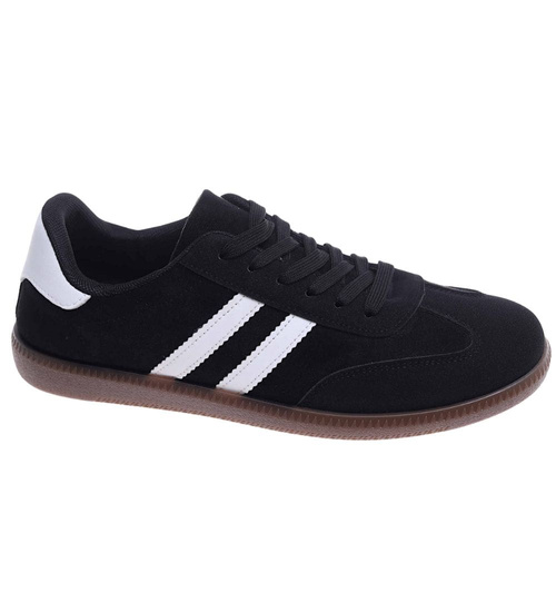 Czarne trampki halówki męskie z zamszu /D8-1 18157 T486/