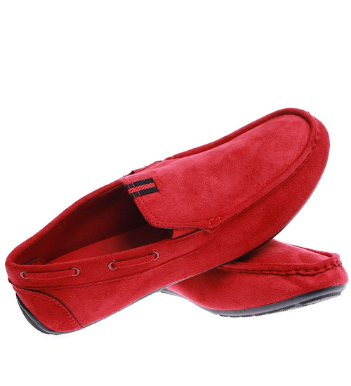 Czerwone męskie mokasyny półbuty z zamszu /D6-1 15633 T250/