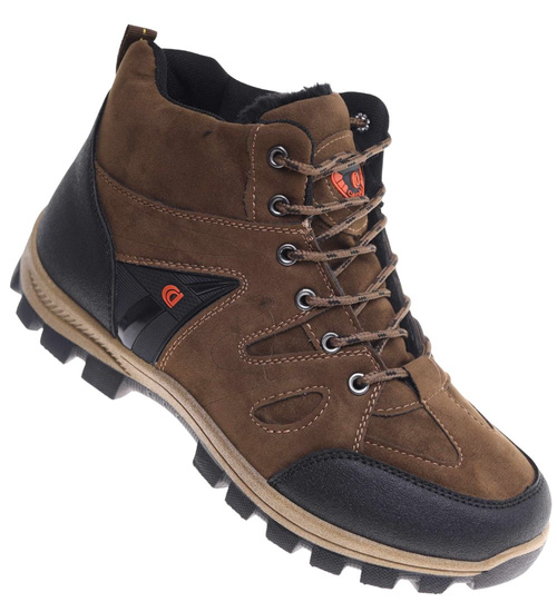 Ocieplane brązowe męskie buty trekkingowe /A10-1 18618 T499/