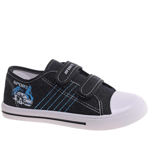 Czarne tenisówki chłopięce na rzepy /F6-1 18030 T189/