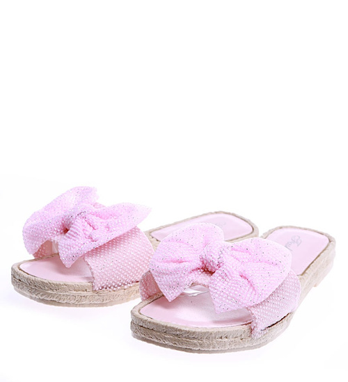 Różowe klapki dla dziewczynki kokarda /F5-1 14590 T198/