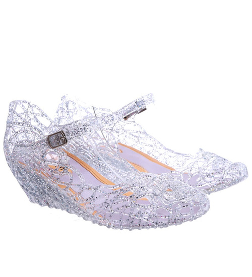 Wodoodporne sandały meliski na koturnie Srebrne Kryte /H2 14571 T088/