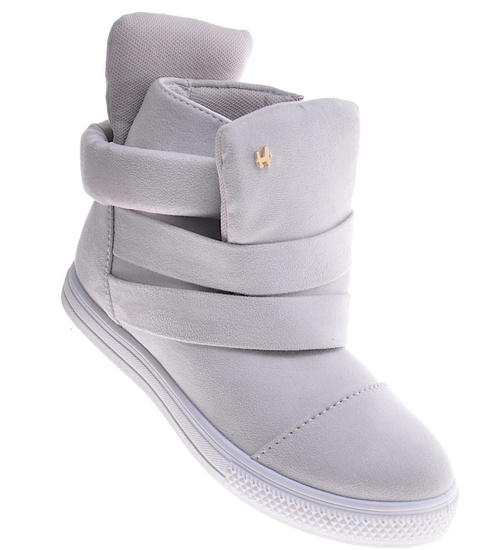 Szare dziewczęce trampki na niskim koturnie /E5-3 11122 T293/