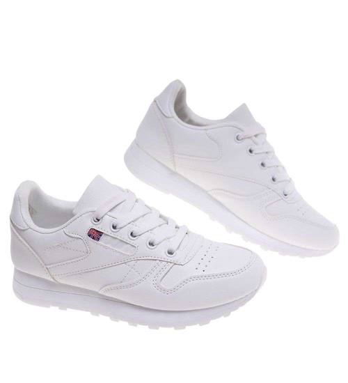 Białe sneakersy damskie sznurowane buty sportowe /C6-1 18670 T255/