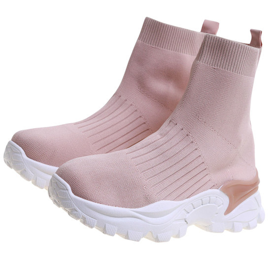 Wysokie elastyczne trampki damskie /C7-3 10223 S396/