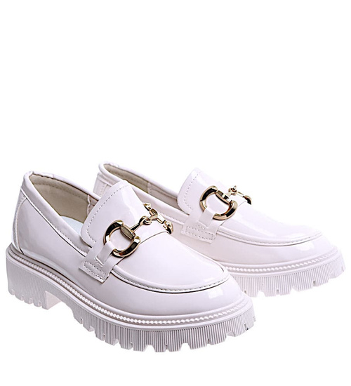 Wiosenne beżowe mokasyny damskie /A7-3 15446 T479/