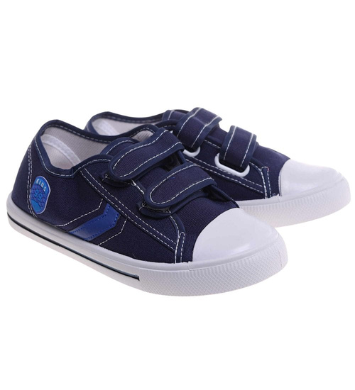 Chłopięce granatowe tenisówki na rzepy /C7-2 18037 T186/