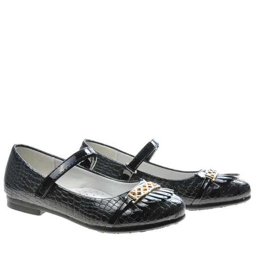 Czarne dziecięce balerinki z paseczkiem /D7-3 4698 S076/