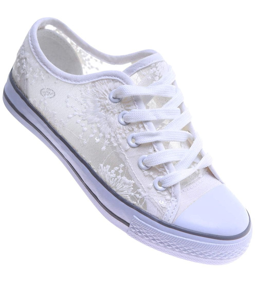 Ażurowe białe trampki dziewczęce /F7-2 17559 T141/