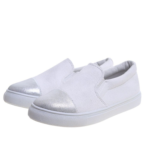 Wsuwane białe trampki dziewczęce slip on /B5-2 13683 T004/