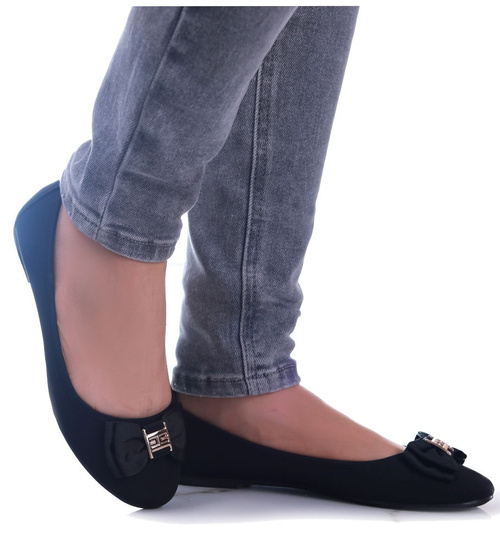 Dziewczęce czarne balerinki kokardka /A3-2 13296 T290/