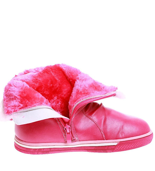 Botki ocieplane fuksjowe dziewczęce kozaki /E3-2 17002 T145/