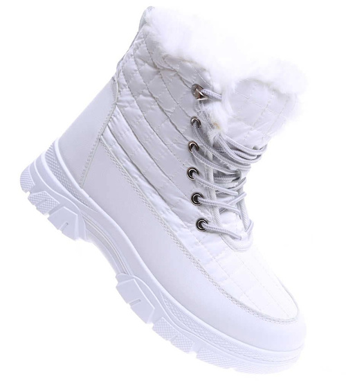 Białe zimowe śniegowce z futerkiem /D7-1 15355 T562/