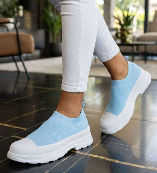 Błękitne trampki na platformie wsuwane /E1-3 18746 T7/