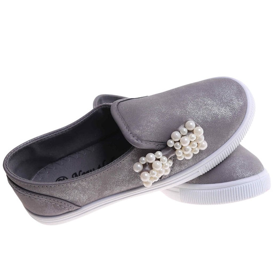 Tenisówki dziewczęce Wsuwane szare trampki /F5-2 17852 T111/