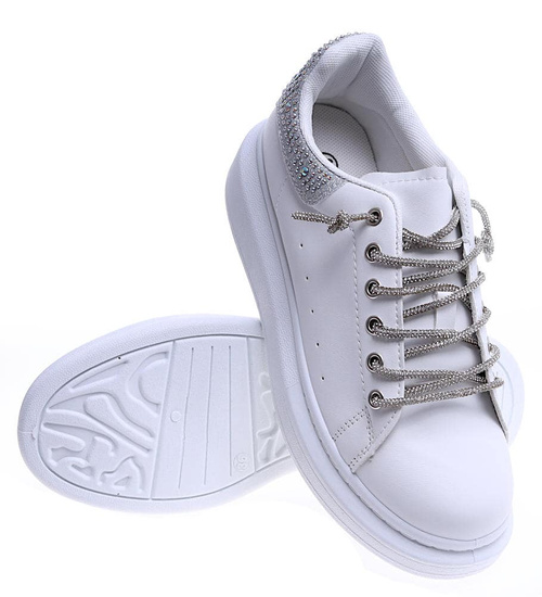 Białe wiosenne trampki damskie na platformie /A6-3 14622 T640/