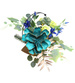Duży stroik Turkusowe kwiaty KOMP140 M700