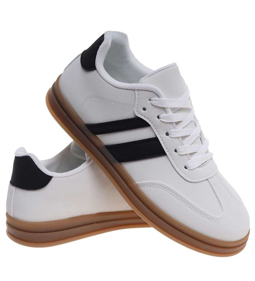 Białe sznurowane buty sportowe casual /F3-2 18808 W287/