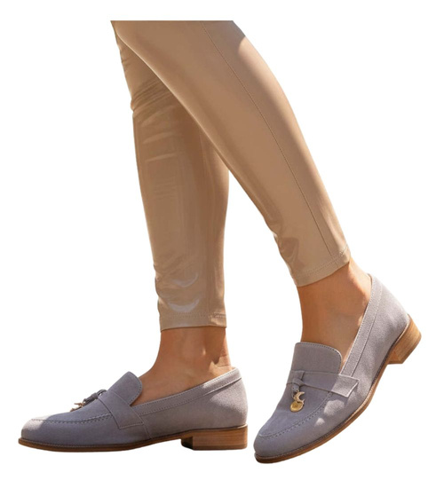 Skórzane półbuty szare lordsy /A8-2 12552 R178/