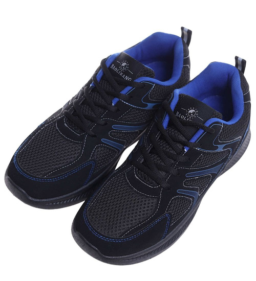 Sznurowane męskie buty sportowe Czarno granatowe /G13-3 18141 T370/