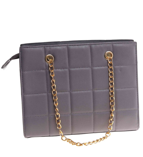 Szara torebka kuferek z łańcuszkiem i paskiem /H2 K1 TB678 G195/