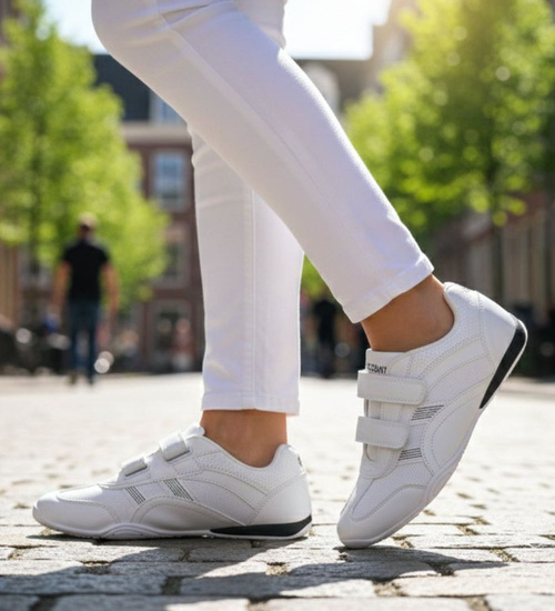 Białe damskie buty sportowe na rzepy ost506