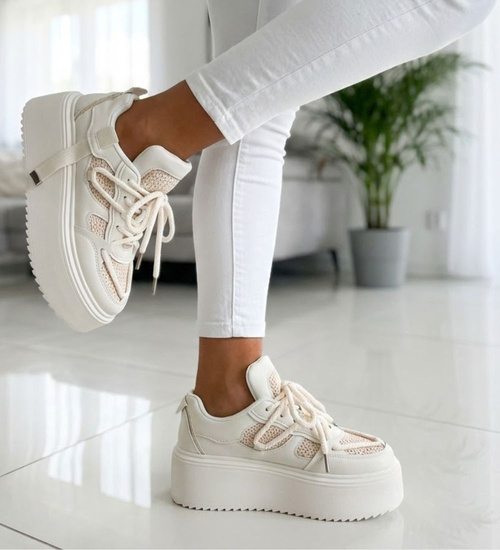 Beżowe trampki na platformie Seastar /G7-1 17345 S587/