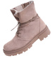 Zimowe botki trapery z ociepleniem beżowe /F8-2 18499 T4/