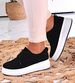 Sznurowane buty sportowe damskie na platformie Czarne /F9-2 10949 T381/