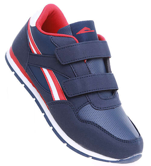 Sportowe granatowo czerwone buty chłopięce na rzepy /G2-1 15930 T481/