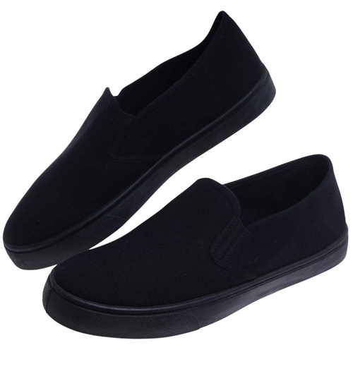 Czarne męskie trampki slip on /A1-2 18148 T285/