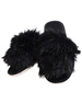 Klapki z futerkiem na grubym spodzie Czarne /E1-1 6925 S197/